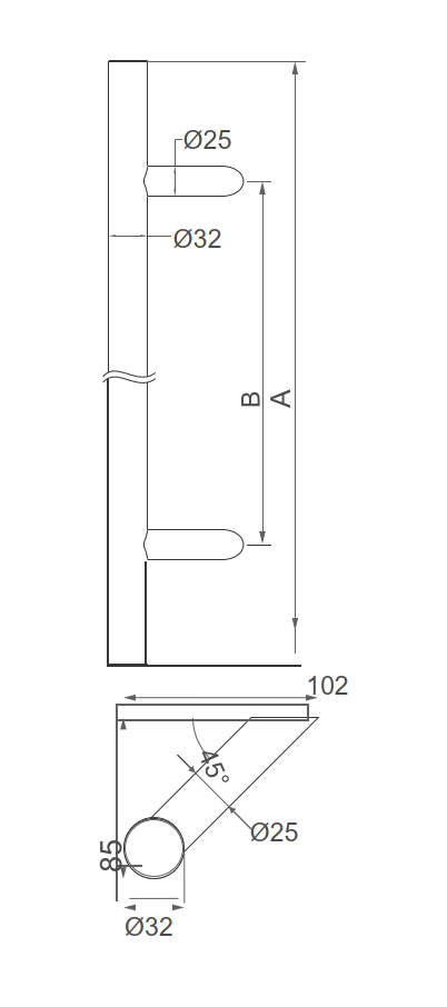 Pull handle - brushed AISI304, K320,