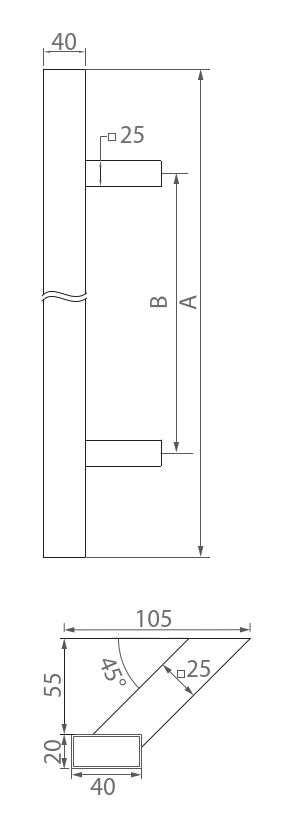 Pull handle - brushed AISI304, BLACK