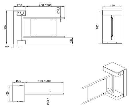 Turnstile for people with reduced mobility
