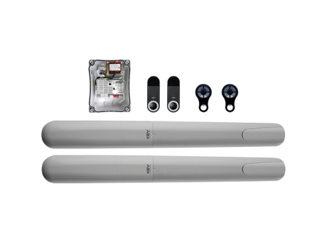 Key drive for double-leaf gate, set with photocells