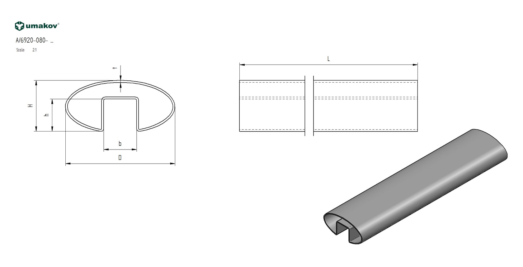 Slotted Tube - handrail for glass