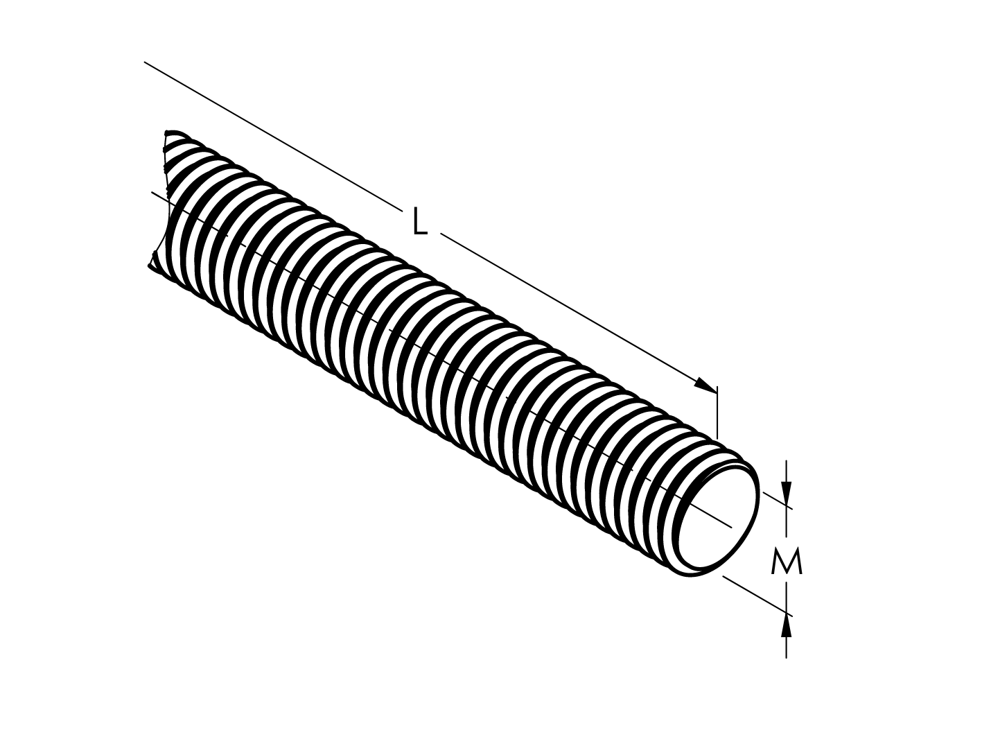 Threaded rod, galvanized, M10/L1000mm 4.8 Zn