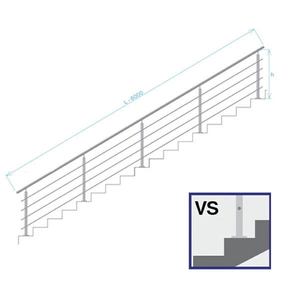 Railing AISI304, VR STAIRS AISI304, D42,4/5xd12/H1