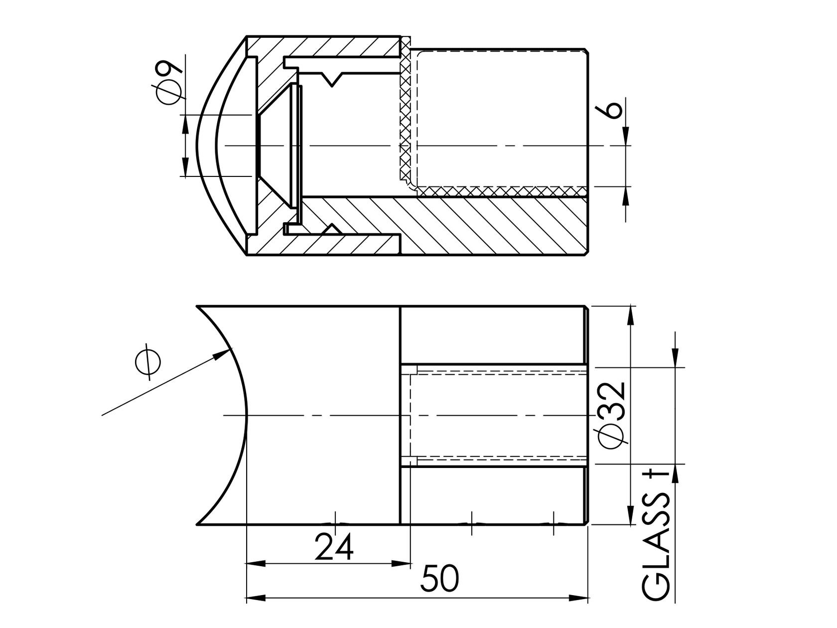 Glass clamp 42,4, left