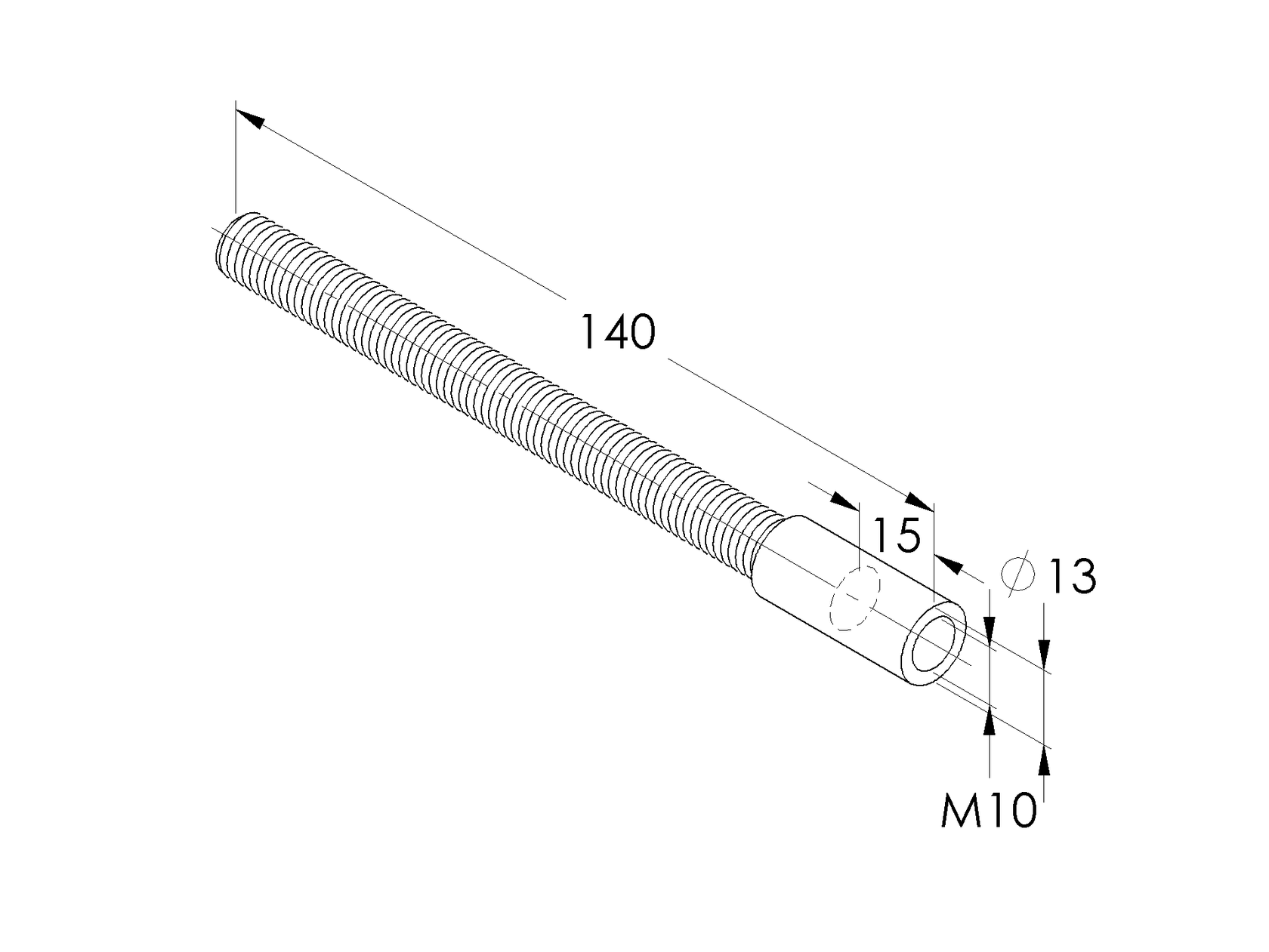 Inox anchor M10, L=140mm
