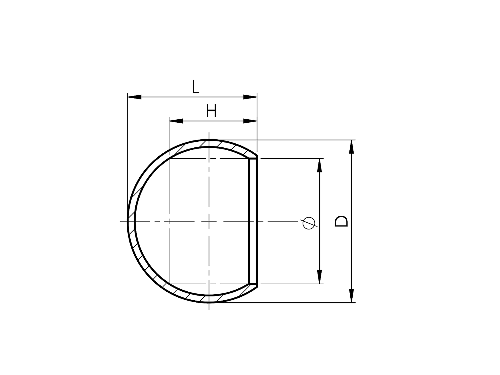 End cap - ball AISI304, D55/d33,7mm