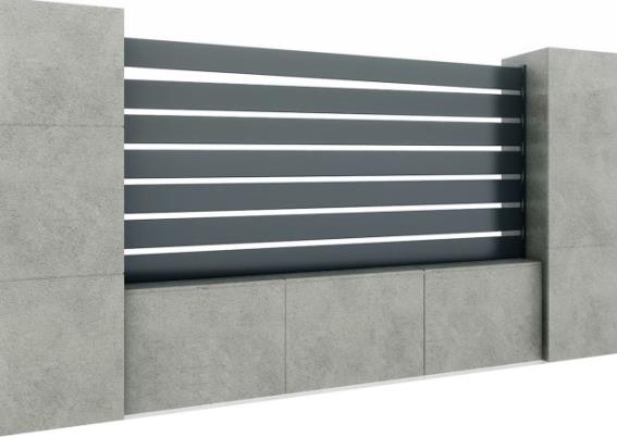 Aluminium fence assembly with a slat 20x100, 1.5x2m