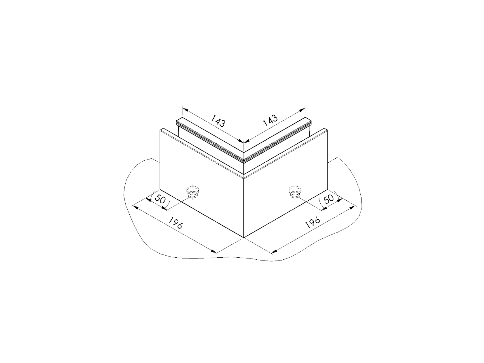 AL. profile, top mount  90° IN corner AL/ELOX/Sati