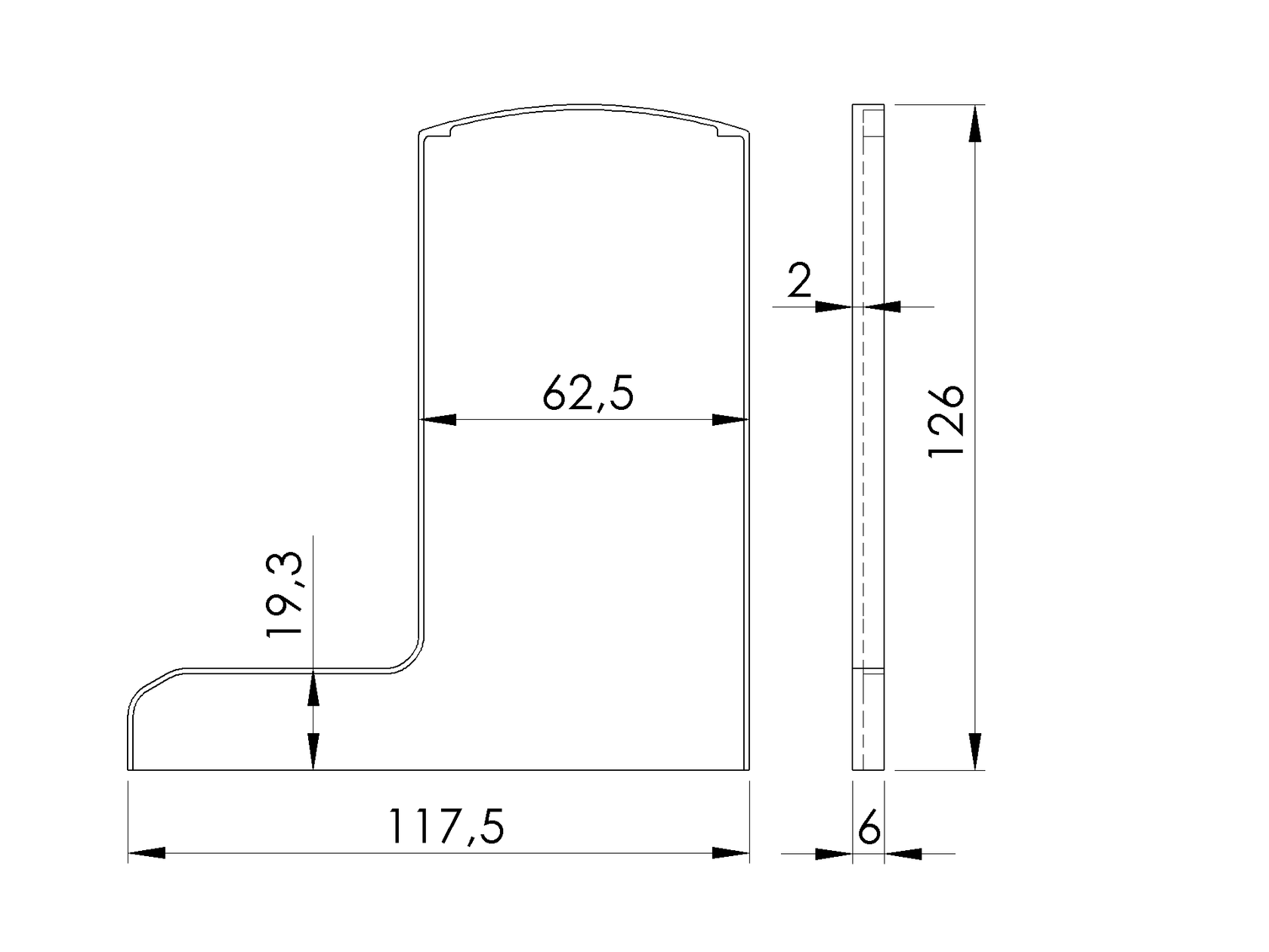 End cap for profile AL/0006-UNO-S-E