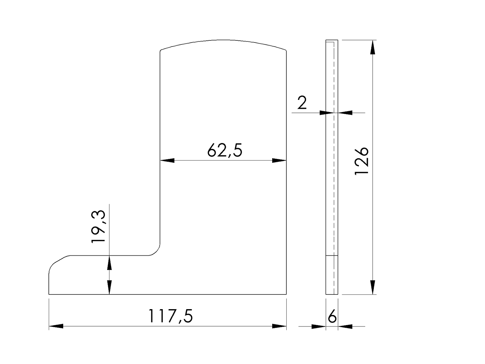 End cap for profile Al/0006-UNO-S-E