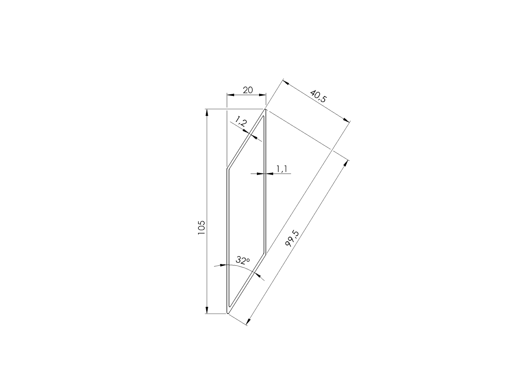 Aluminum fence blind 20x105-6000mm