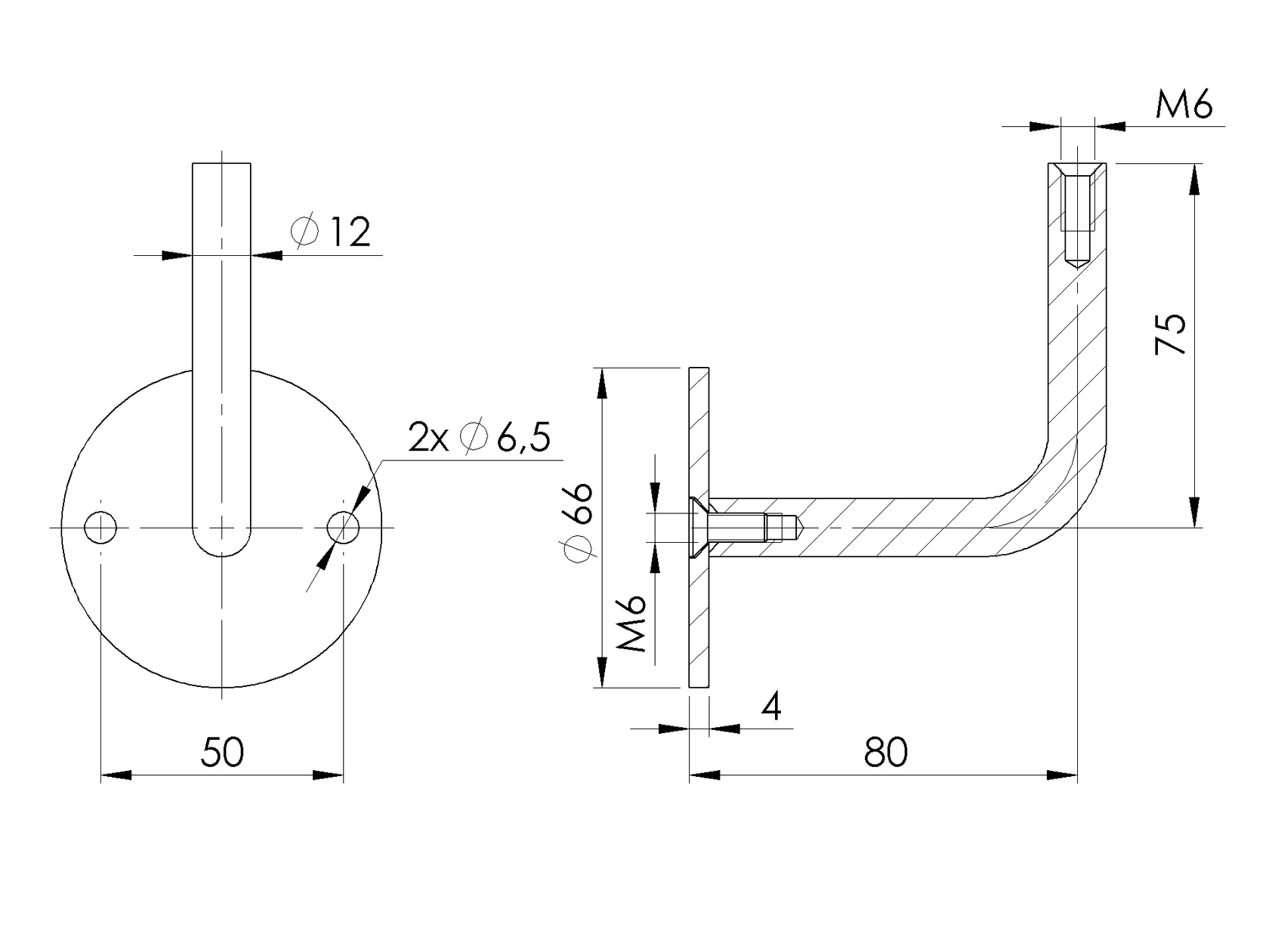 Stainless steel wall-mounted handrail bracket