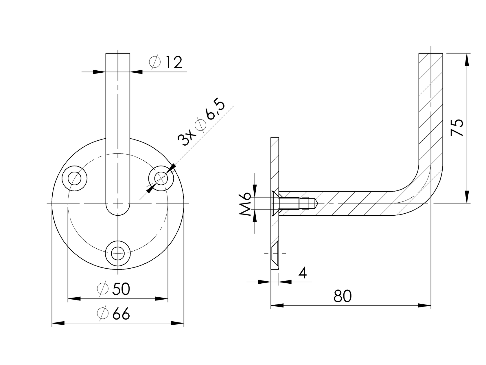 Stainless steel wall-mounted handrail bracket