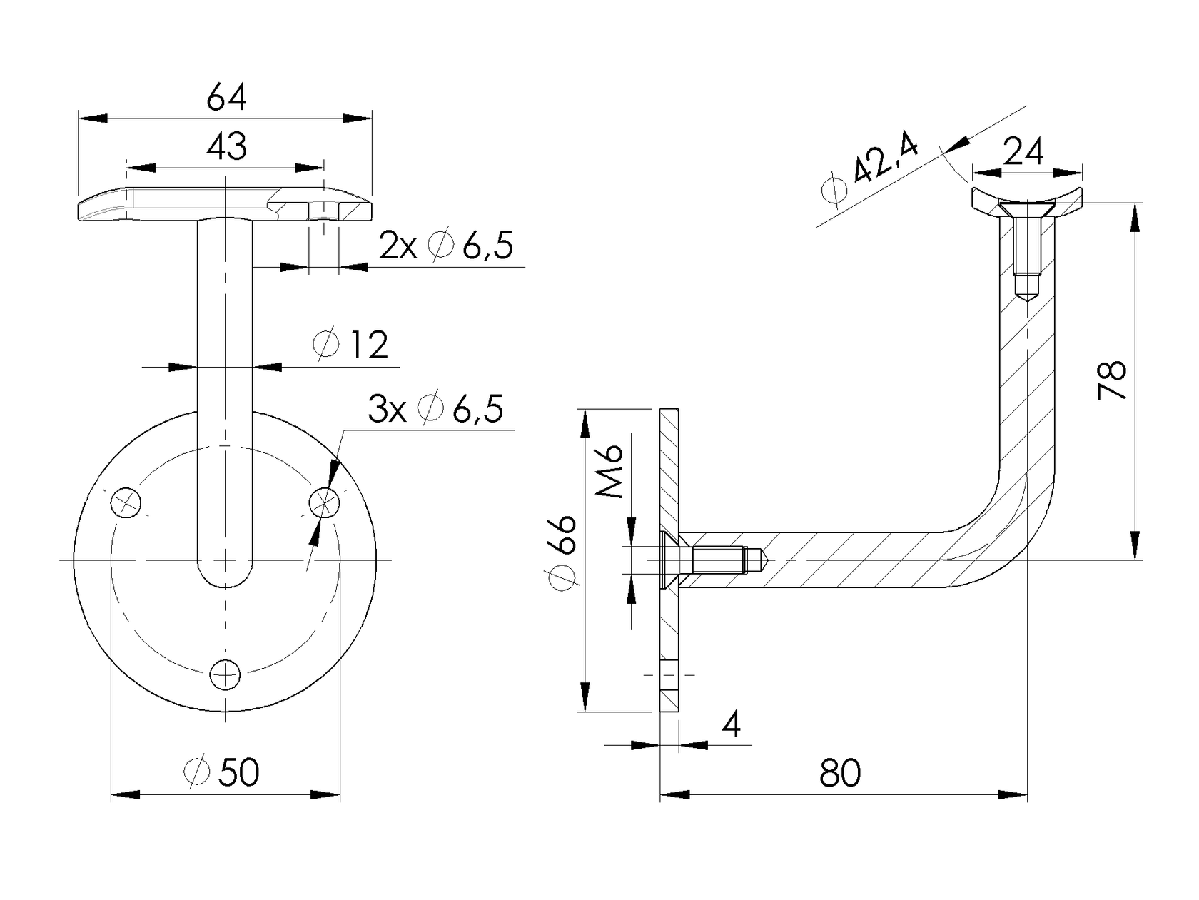 Wall handrail bracket