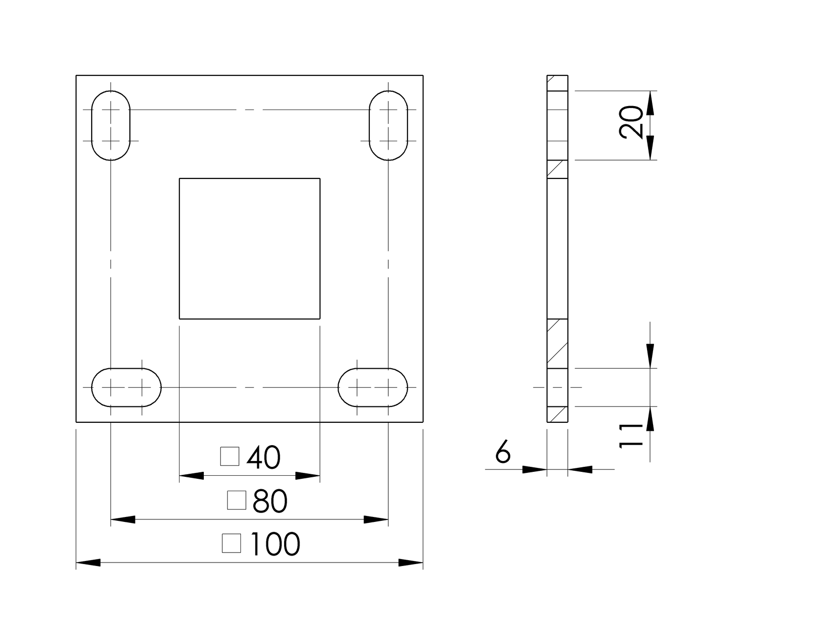 Upper anchoring - square flange