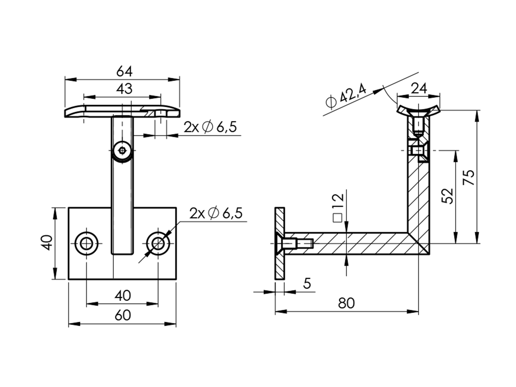 Handrail bracket - pole