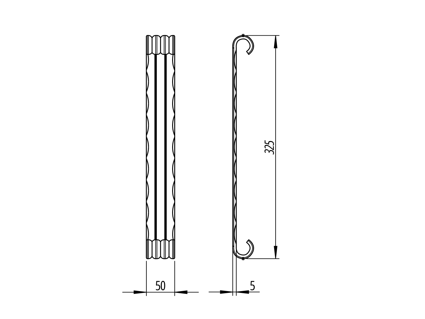 Wicket/gate end stop 325x50x5mm