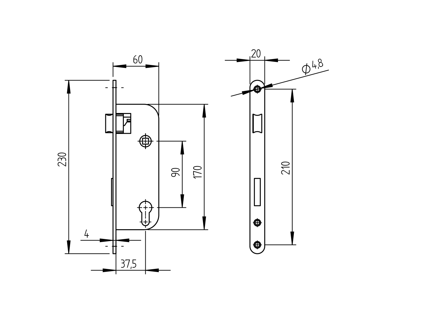 Cylinder lock for JP profile 60x40mm