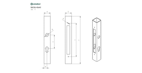 Lock box for lock B1/30-20x85, JP40x40, INOX