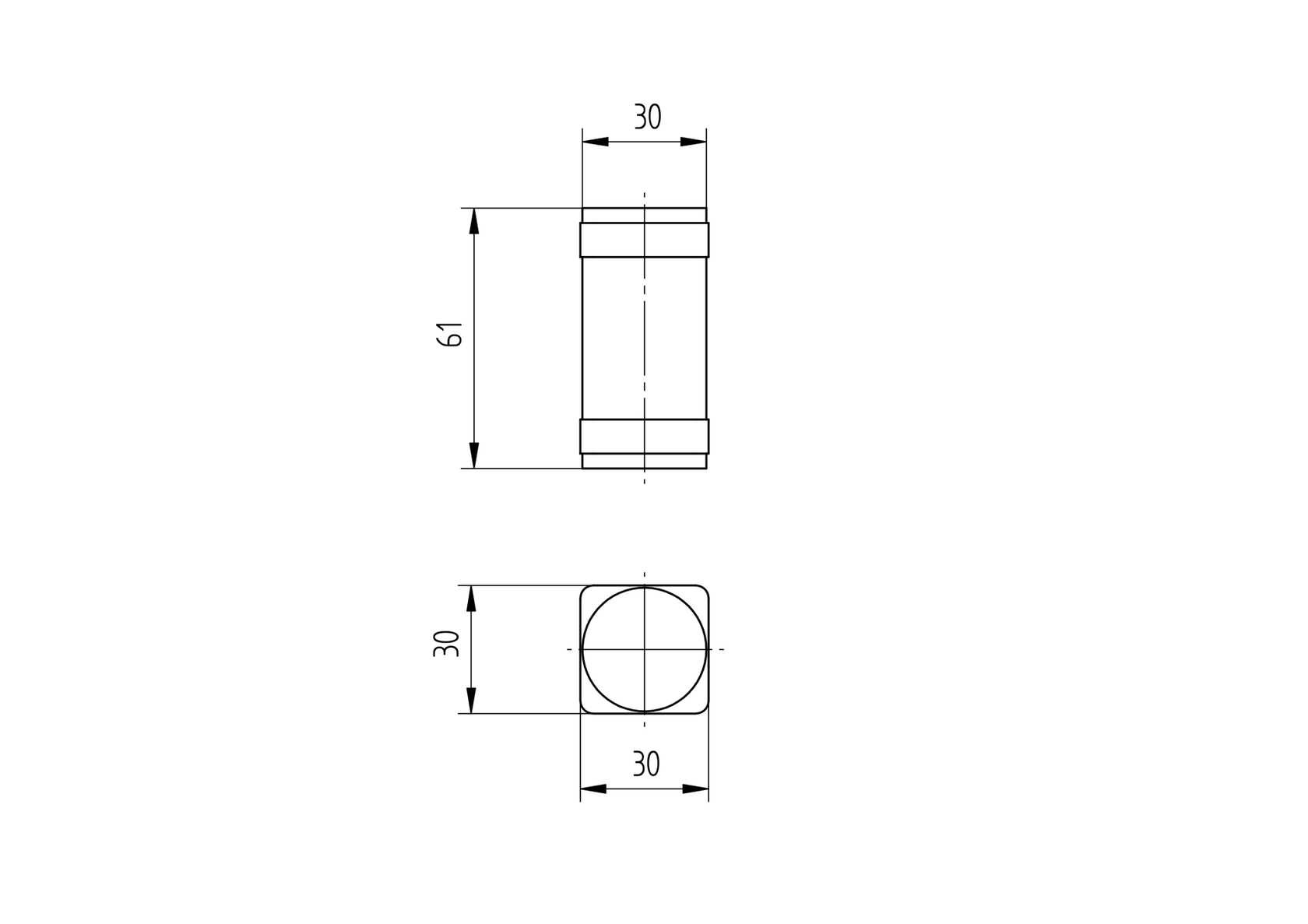 Gate pin for profile 30x30mm, D30mm