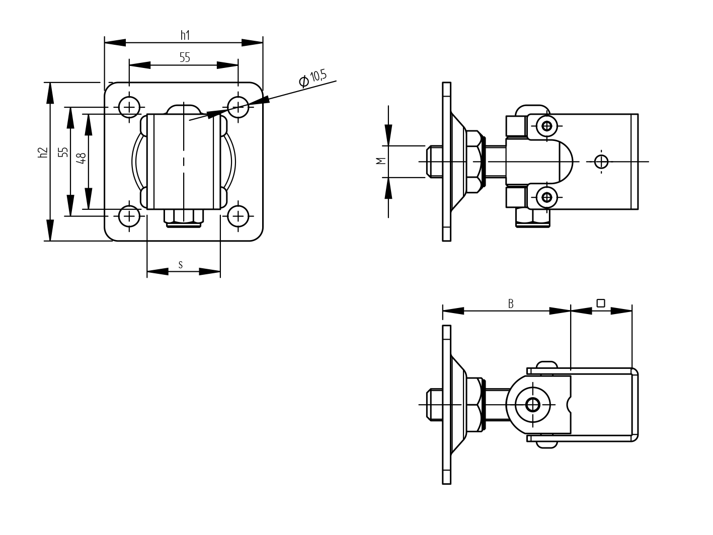 Adjustable hinge with anchoring flange Zn, M20, 10