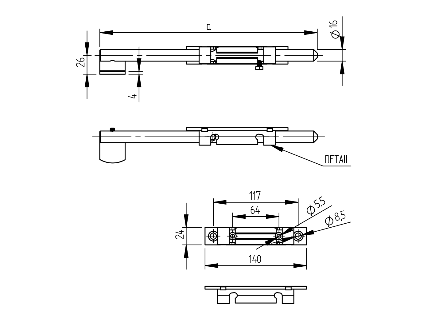 Safety pad bolt Zn L300mm