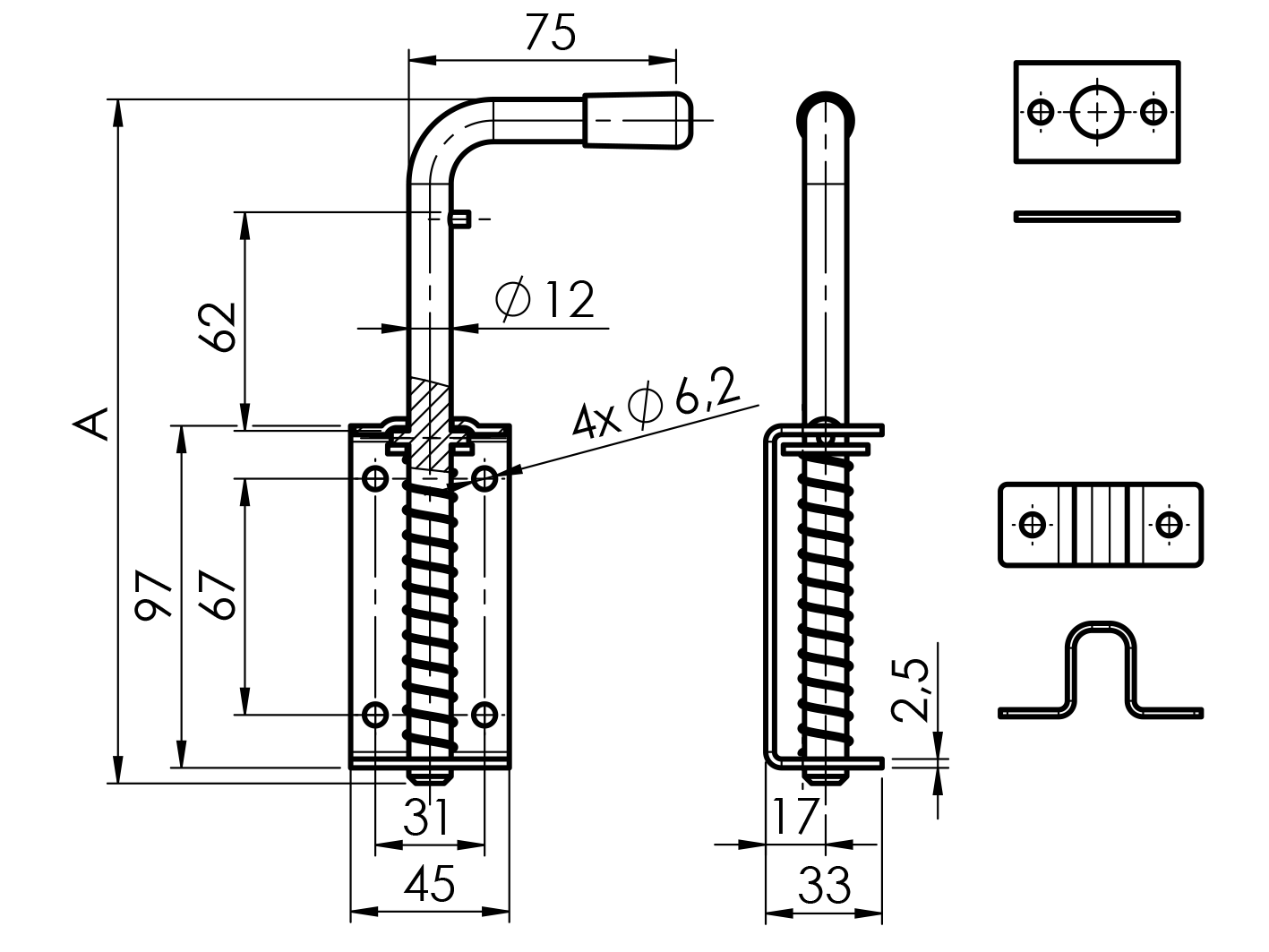 Gate socket Zn, L300mm