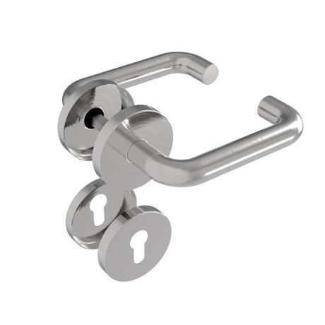 Door handle with plate, pair AISI 304, K320