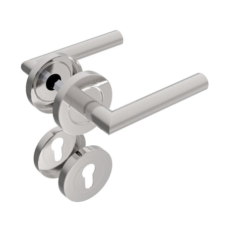 Door handle with plate, pair AISI 304, K320