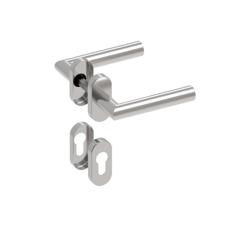 Door handle with plate, pair AISI 304, K320