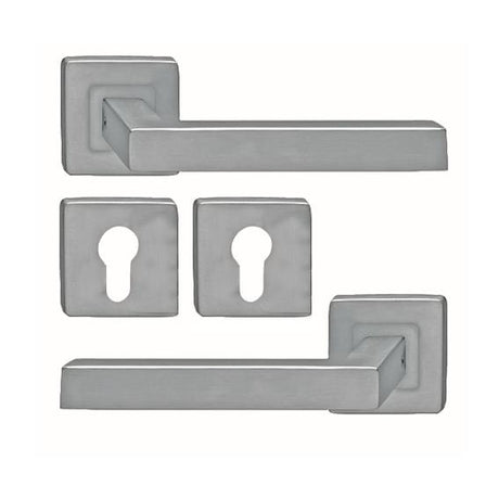 Door handle with plate, pair AISI 304, K320