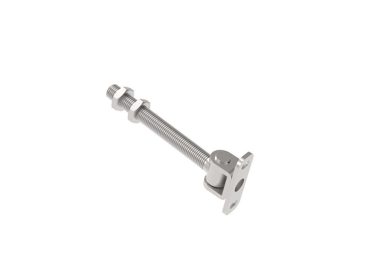 Hinge, adjustable long with anchoring flange INOX, M16