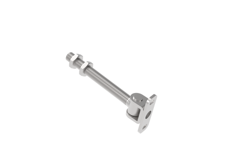 Hinge, adjustable long with anchoring flange INOX, M16