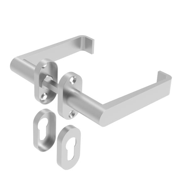 Door handle with plate, pair AISI 304, K320, L135m