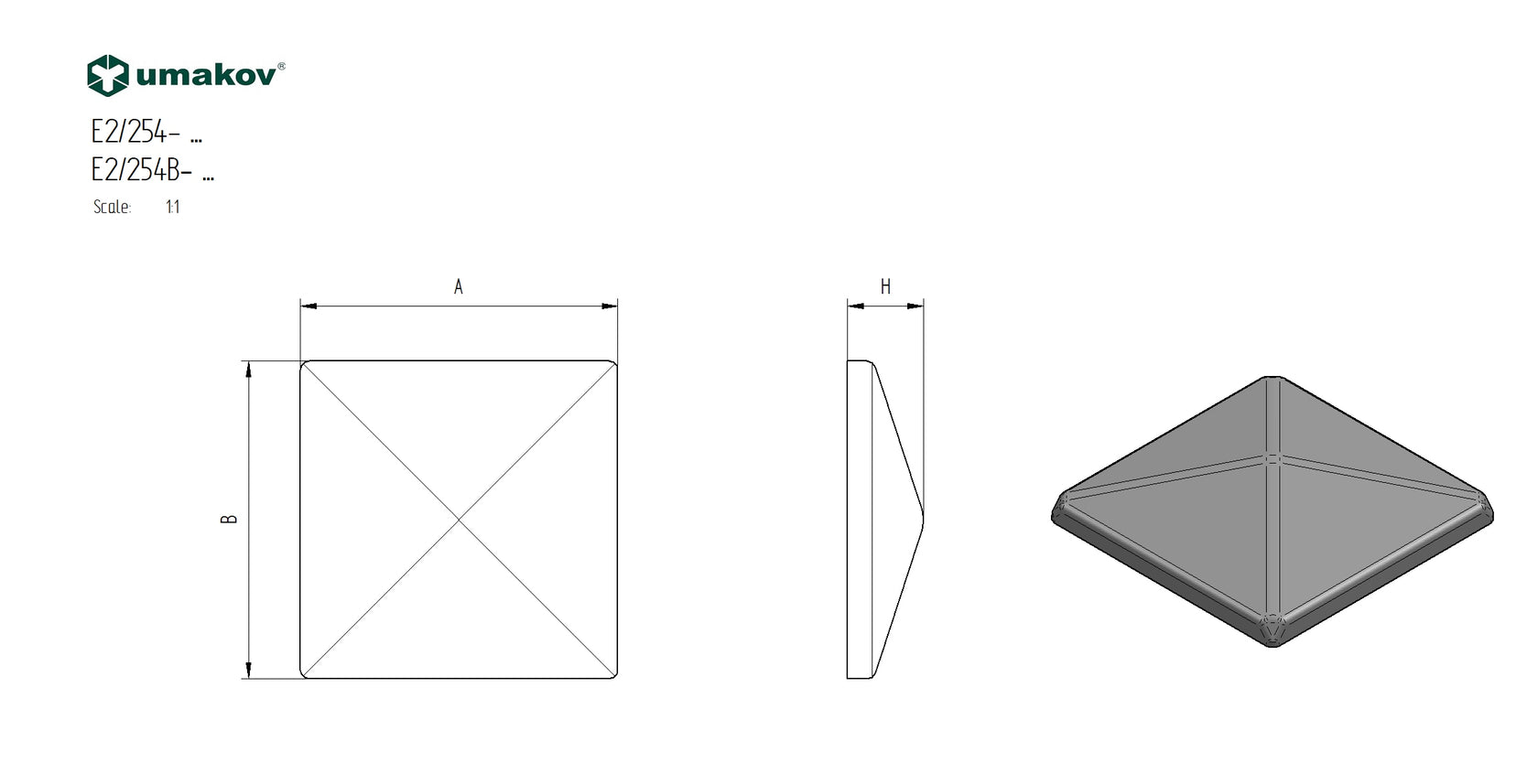 Pole cover, galvanized 150x150, h34, t1,5mm, Zn