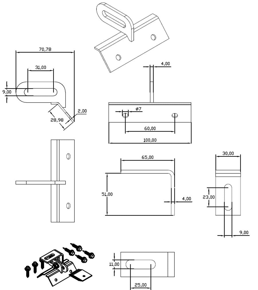 Adjustable metal roof hook