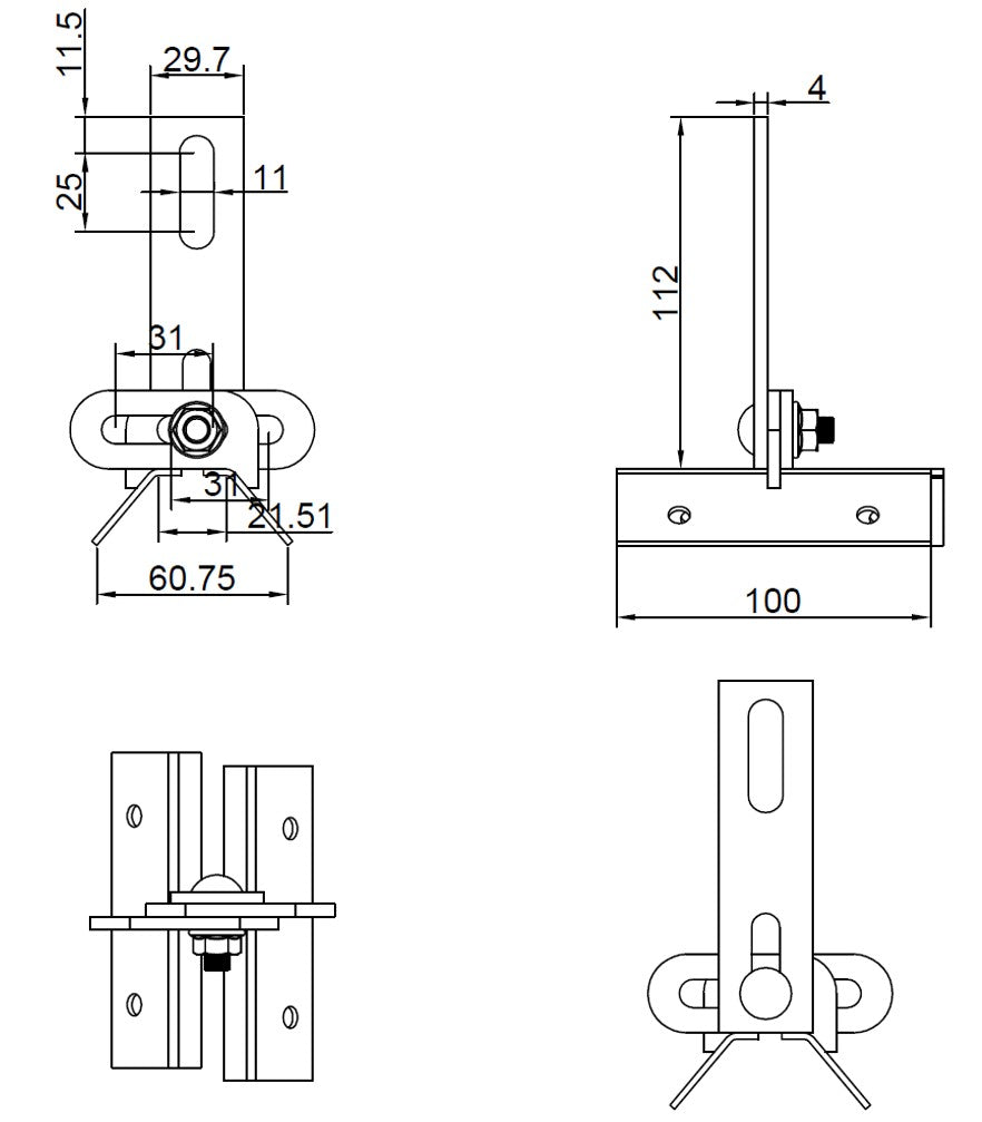 Adjustable metal roof hook