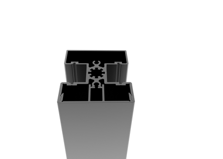 Set of aluminum post 50x60 and cap - 6000mm R7016