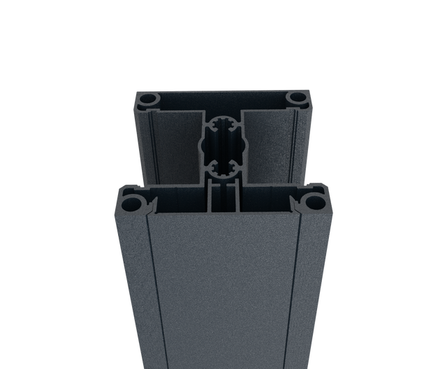 Set of aluminium post 70x70 and cover rail - 6000mm R7016