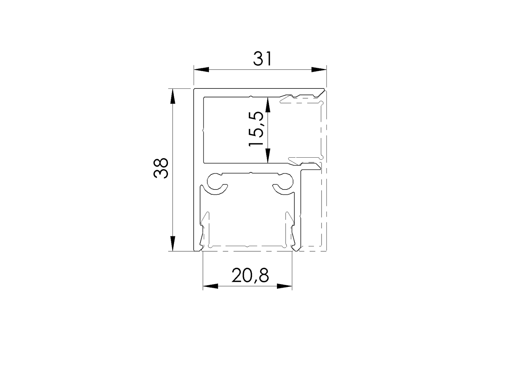 Aluminum fence adapter for fillings 20 - 6000mm