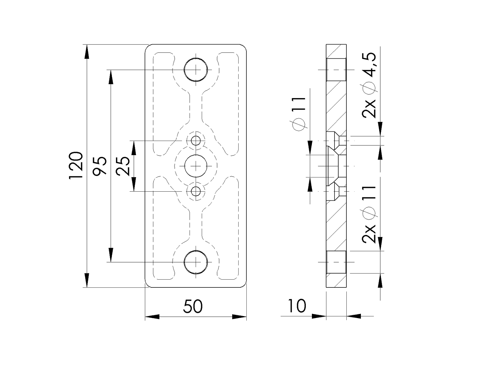 Stainless steel anchor plate for post 50x60 R7016