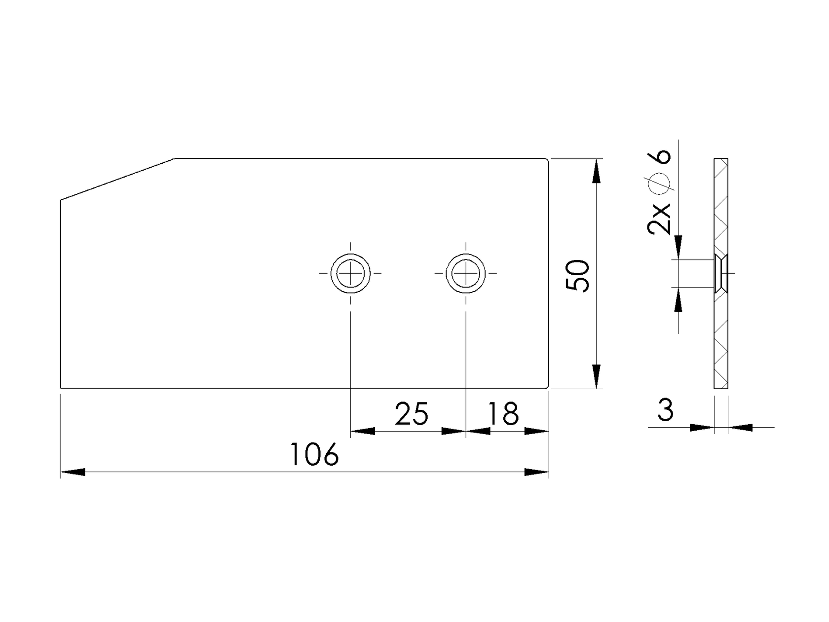 Aluminum cover for sliding gate guide profiles 105x50 R7016