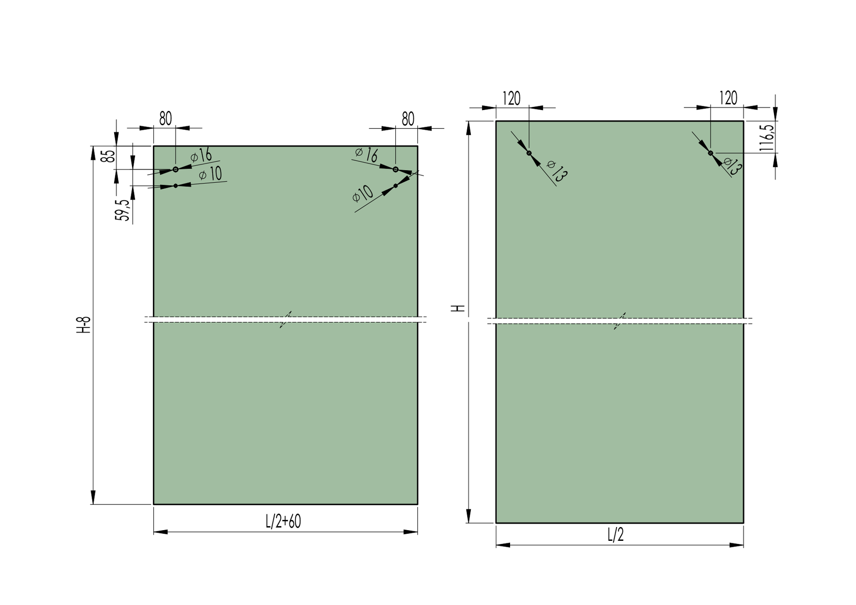 Fittings - sliding door AISI304 sliding door