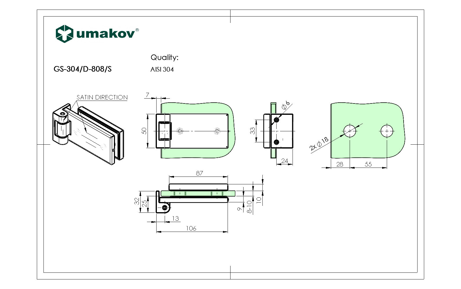 Aluminium hinge for glass doors for GS-AL/Z...