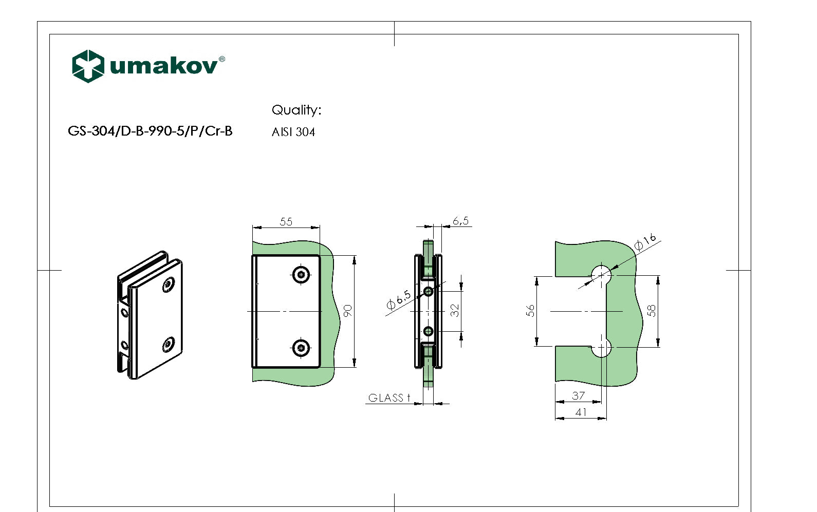 Glass clamps AISI304