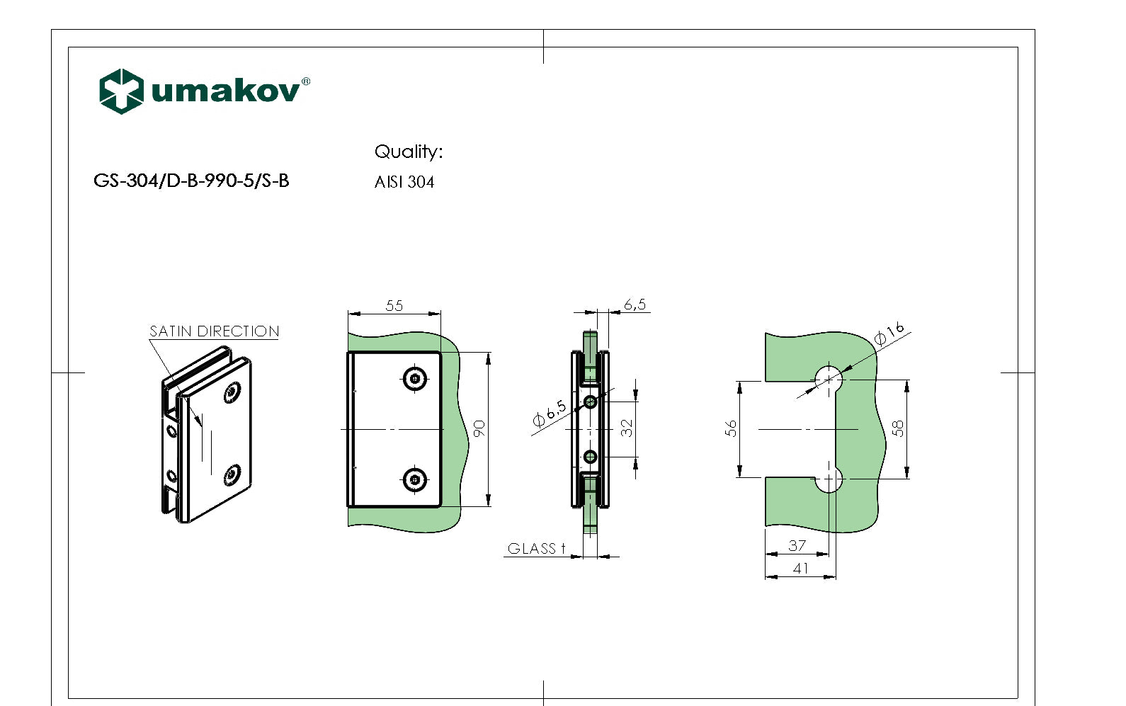 Glass clamps AISI304,
