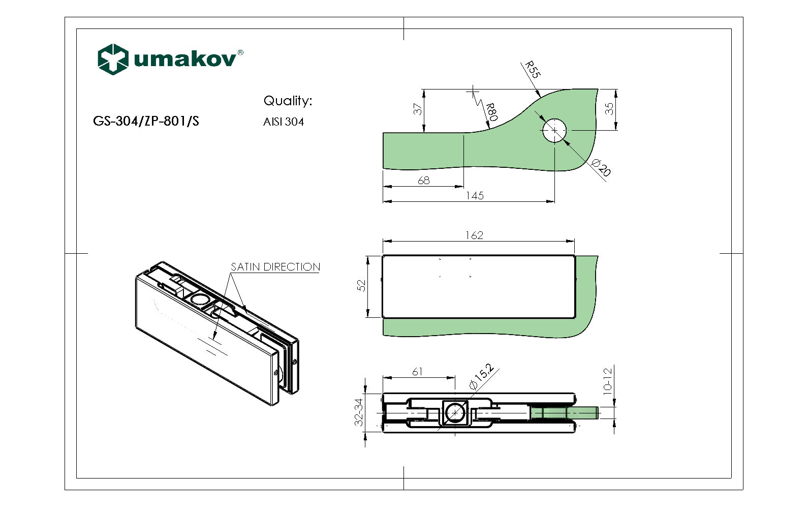 Upper patch fitting AISI 304