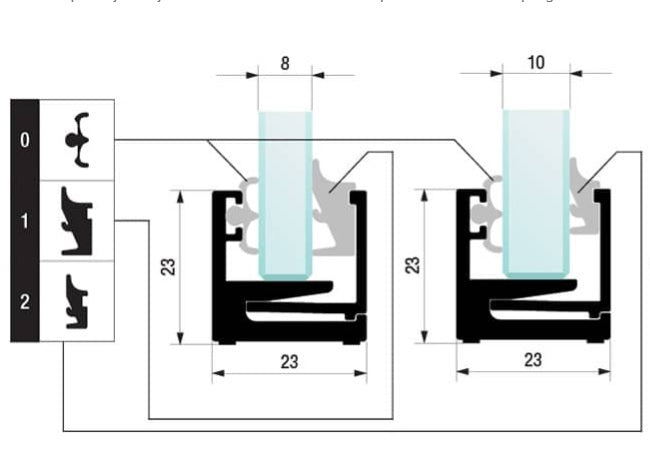 Rubber sealing for glass GS-AL/ZP-23x23, L3000