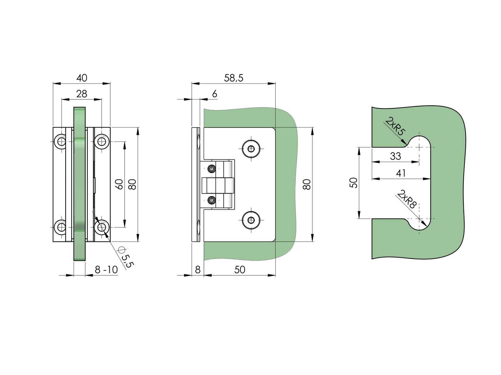 Hinge for glass door Ms flex