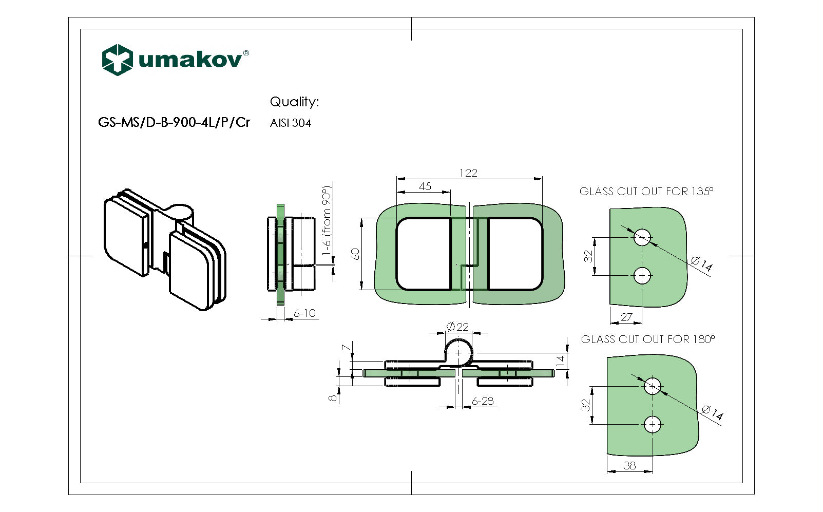 Hinge for glass shower door